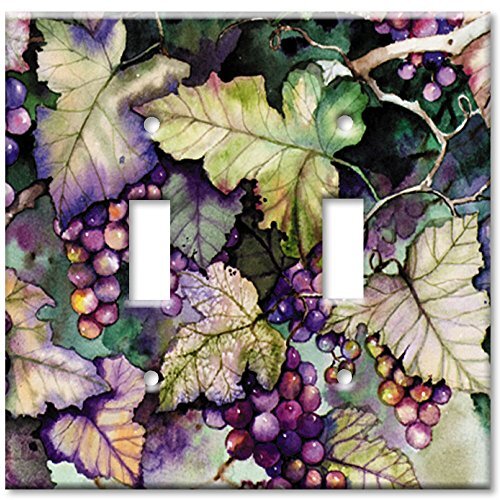 Double Gang Toggle Wall Plate - Grapes and Leaves